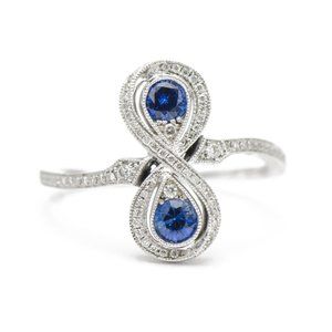 14k White Gold Sapphire & Diamond Ring